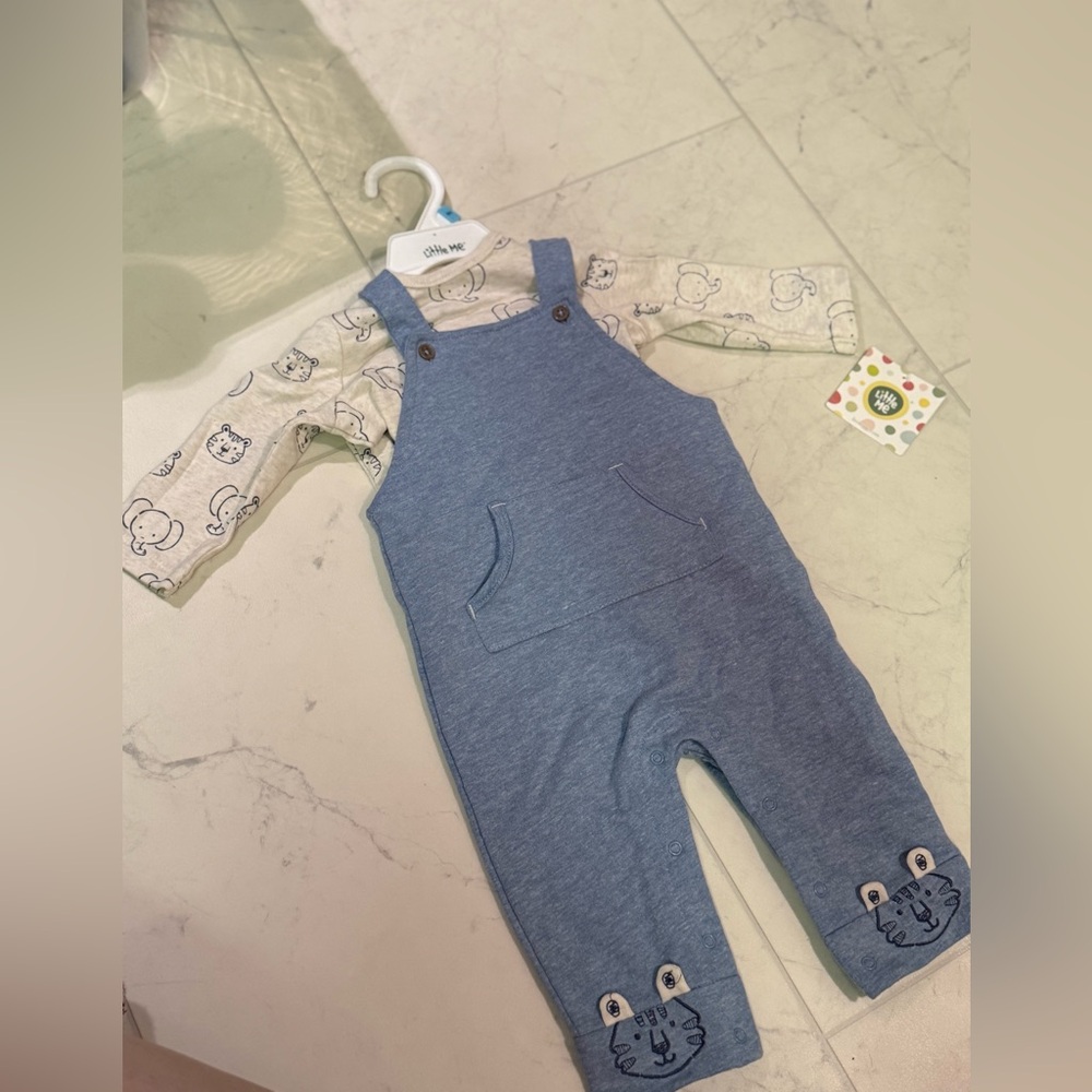 Little Me Cream and Blue Elephant Onesie